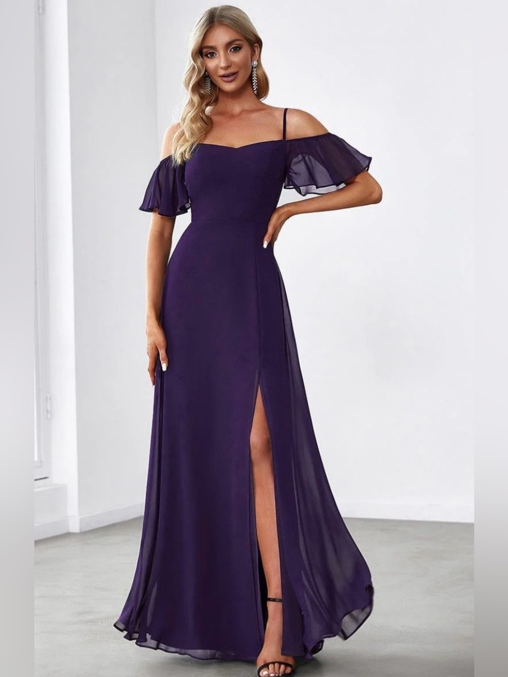 Ever Pretty  Chiffon Gown in Purple size large